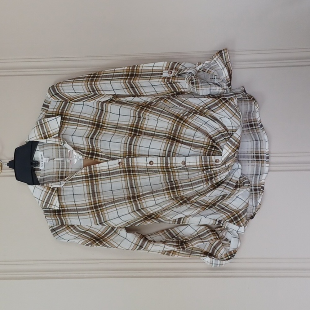 NWT's Blu Pepper Multicolor Plaid Button Rolled Front Bottom Shirt WS